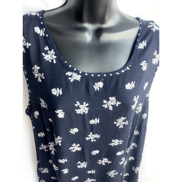 Vintage Jamie Brooke Maxi Floral Shift Dress sz 14 Scoop Neck Retro Prairie 90s - Picture 2 of 10